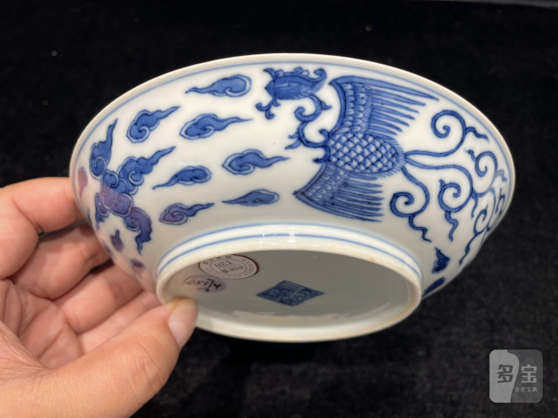 清道光 青花对头凤纹盘一对 - 图4